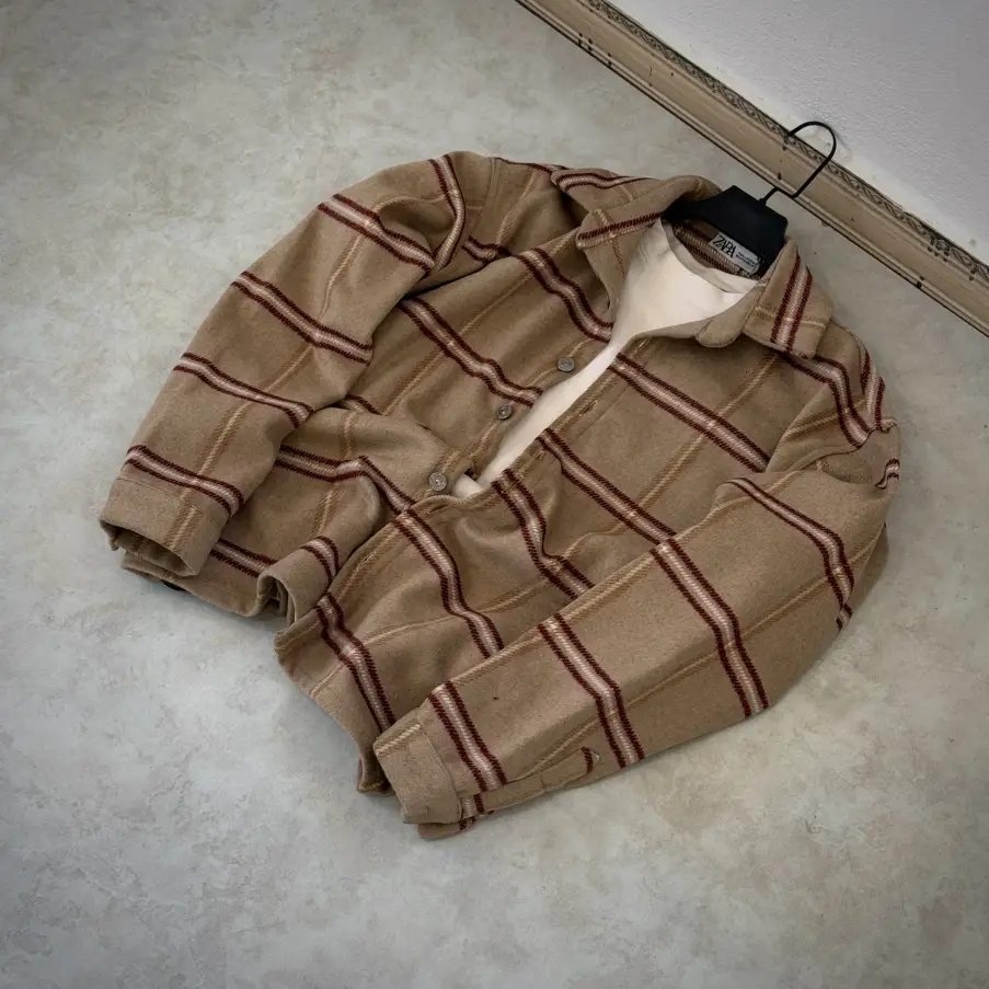 کت پشمی چهارخانه کد 1105 - تصویر 2