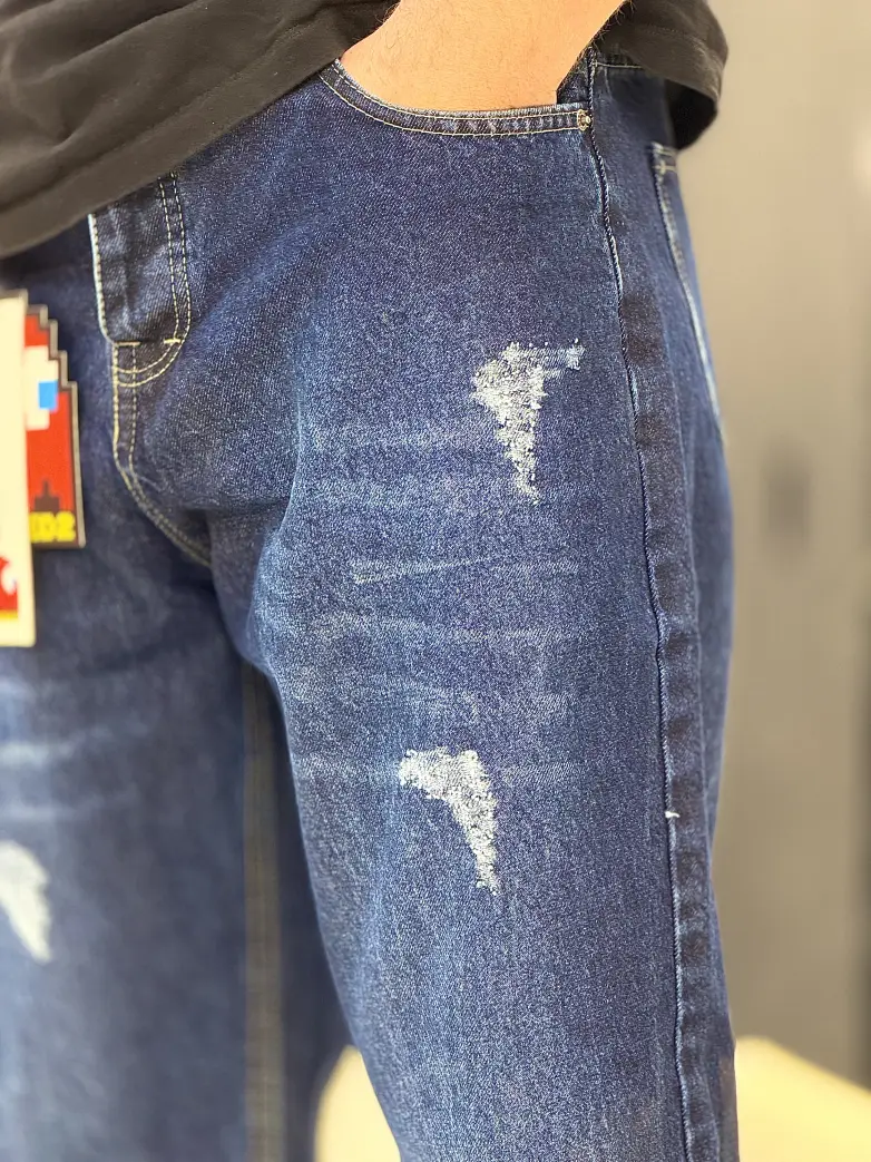 شلوار مام فیت ابی تیره کد 114 - تصویر 3