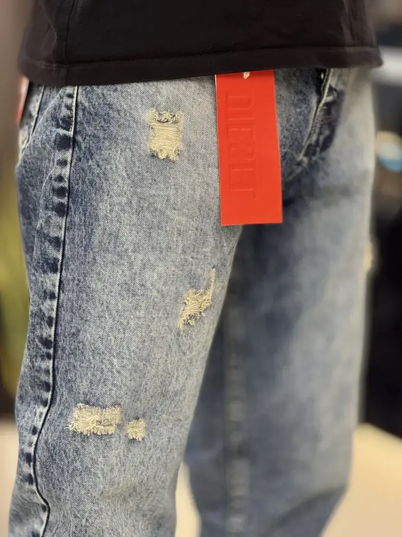 شلوار مام فیت ابی کثیف شور کد 106 - تصویر 2