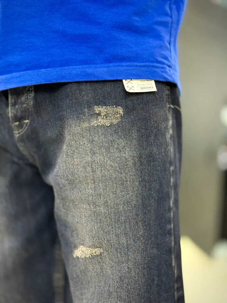 شلوار نیم بگ ابی کثیف کد 117 - تصویر 2