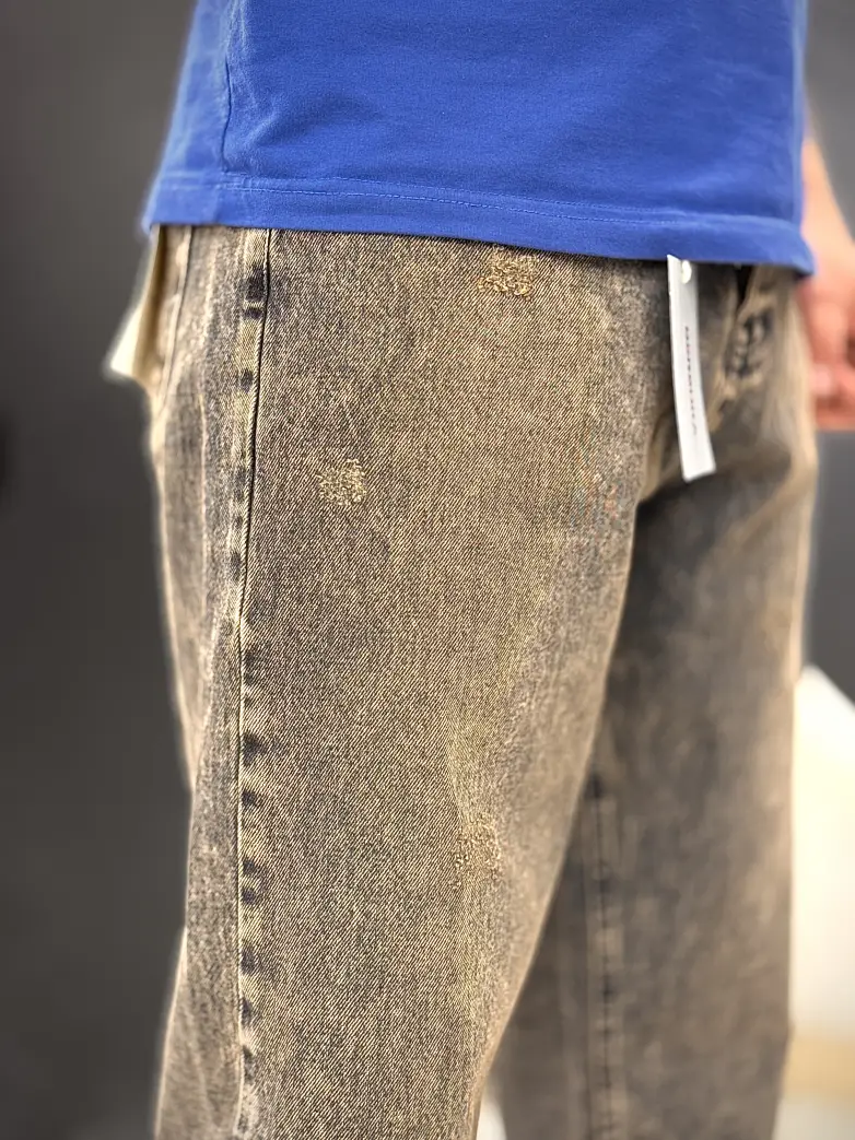 شلوار نیم بگ توسی تینت قهوه ای کد 124 - تصویر 3