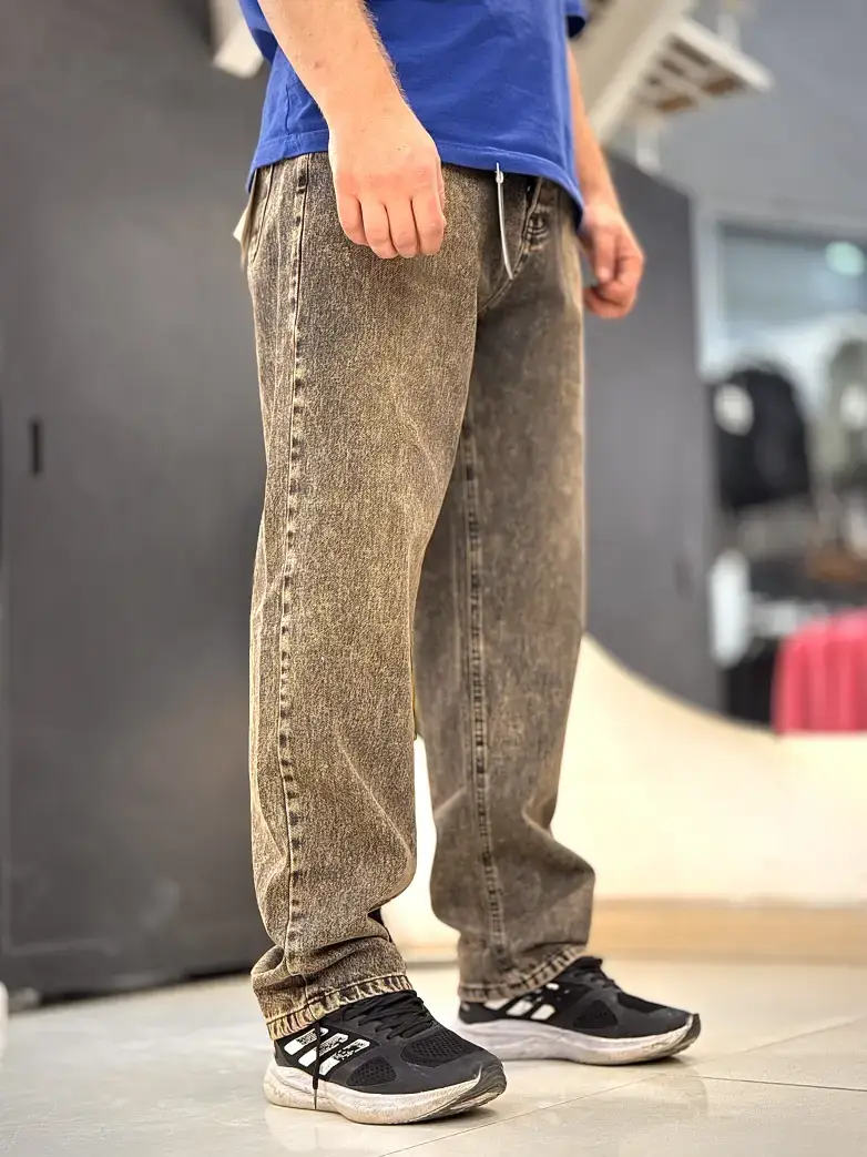 شلوار نیم بگ توسی تینت قهوه ای کد 124 - تصویر 2