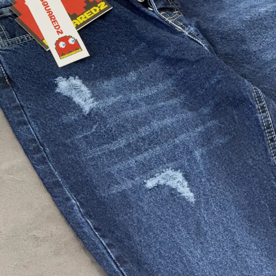 شلوار لی مام فیت ابی تیره کد 114 - تصویر 2