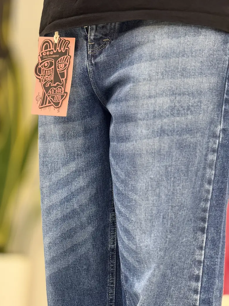 شلوار فول بگ ابی تیره کد 112 - تصویر 3