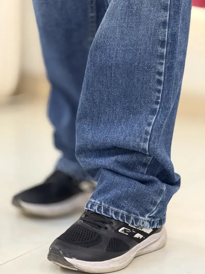 شلوار فول بگ ابی تیره کد 112 - تصویر 2