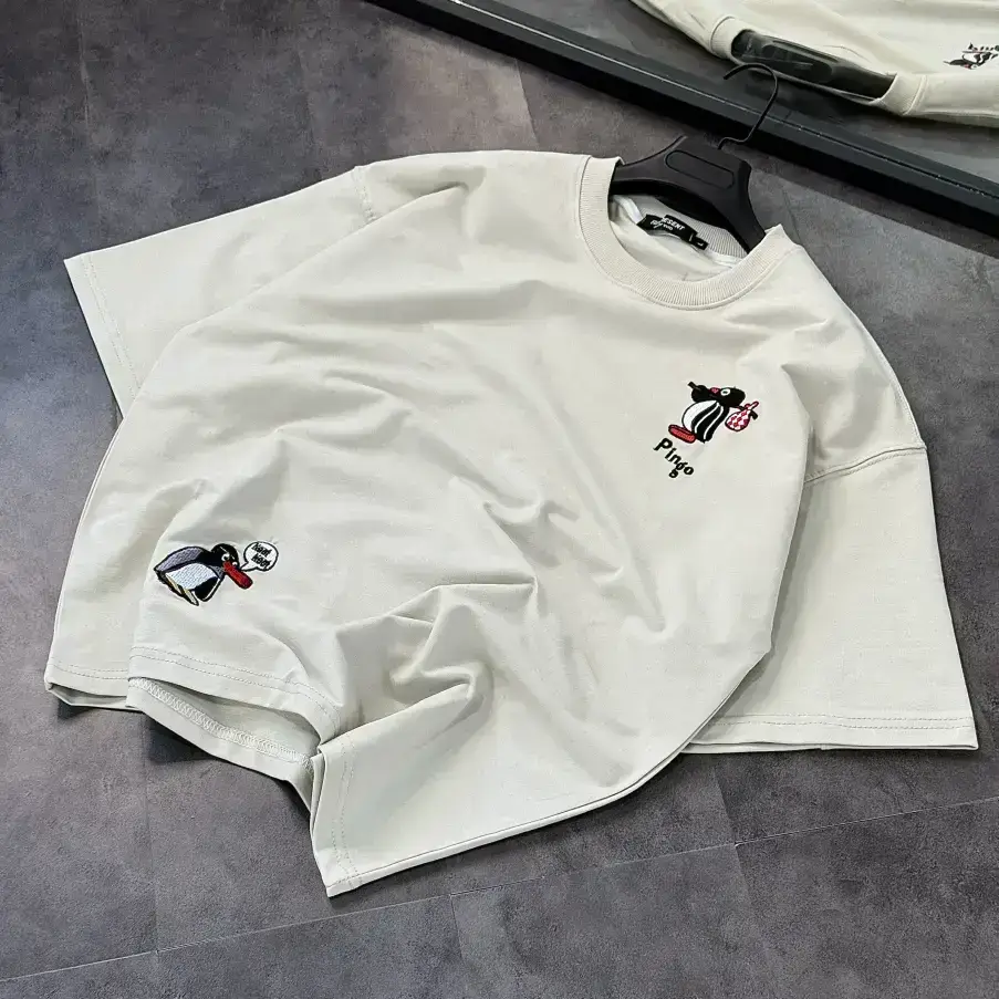 تیشرت باکسی گلدوزی پنگوئن - تصویر 2