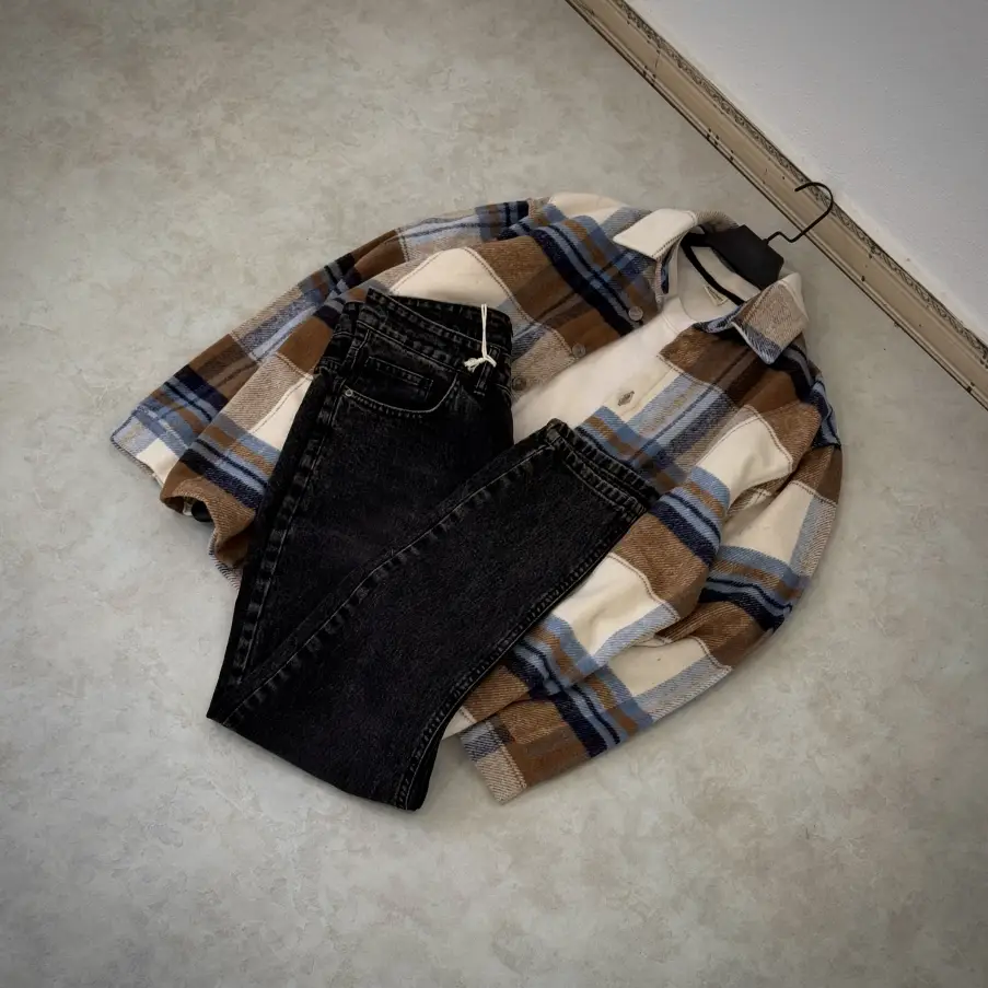 کت پشمی چهارخانه کد 1101 - تصویر 1