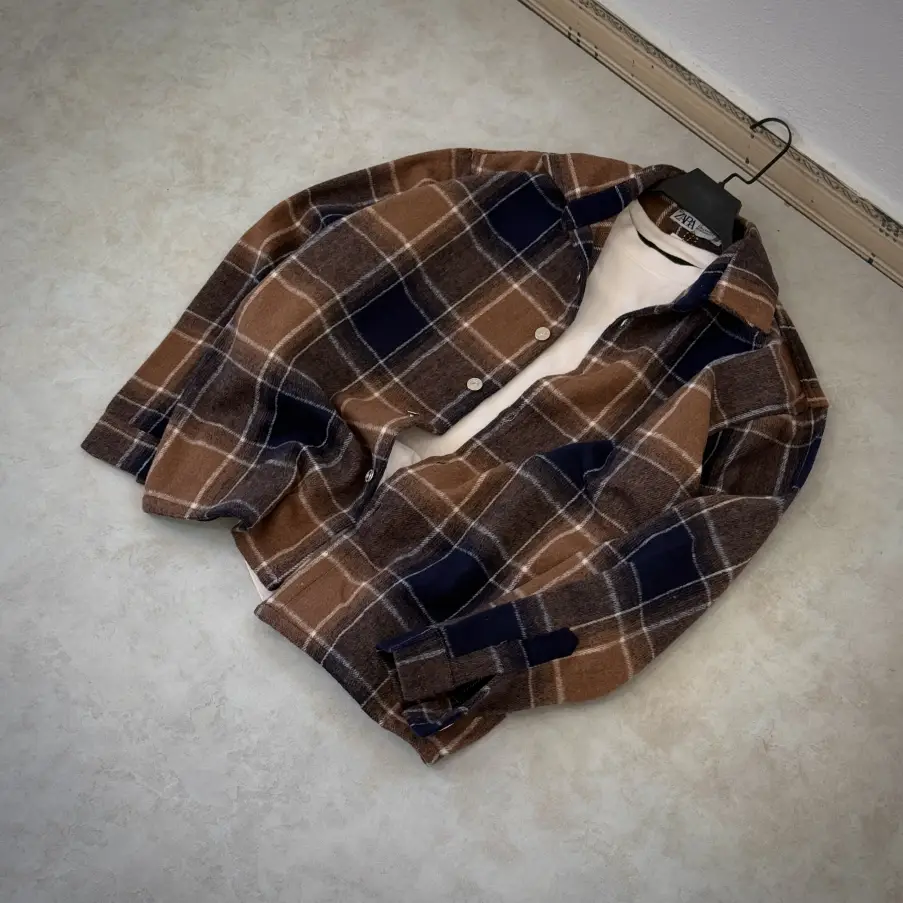 کت پشمی چهارخانه کد 1104 - تصویر 1