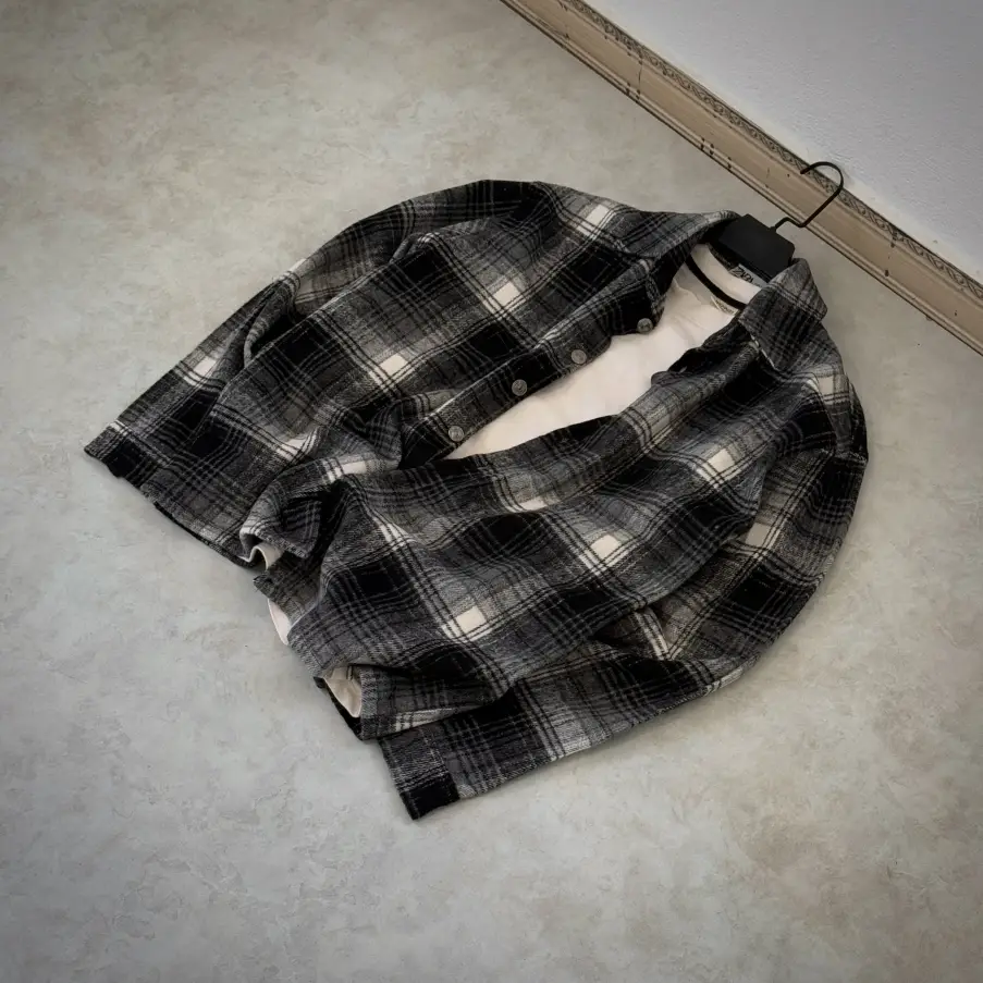 کت پشمی چهارخانه کد 1103 - تصویر 1