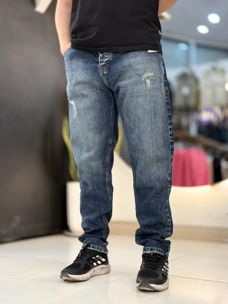 شلوار مام فیت ابی کثیف کم زاپ کد 133 - تصویر 1