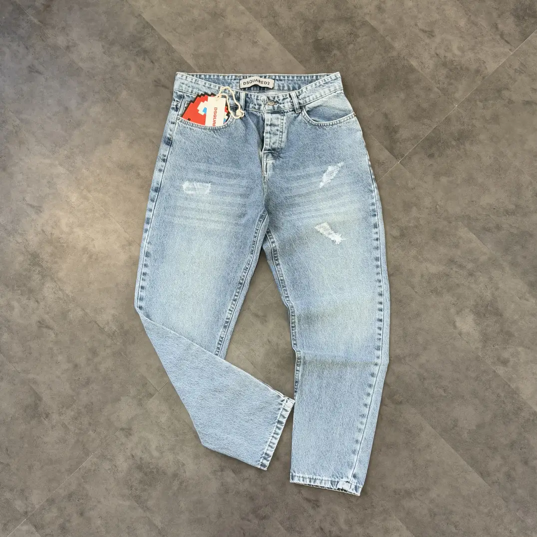 شلوار لی مام فیت ابی یخی کد 112 - تصویر 1