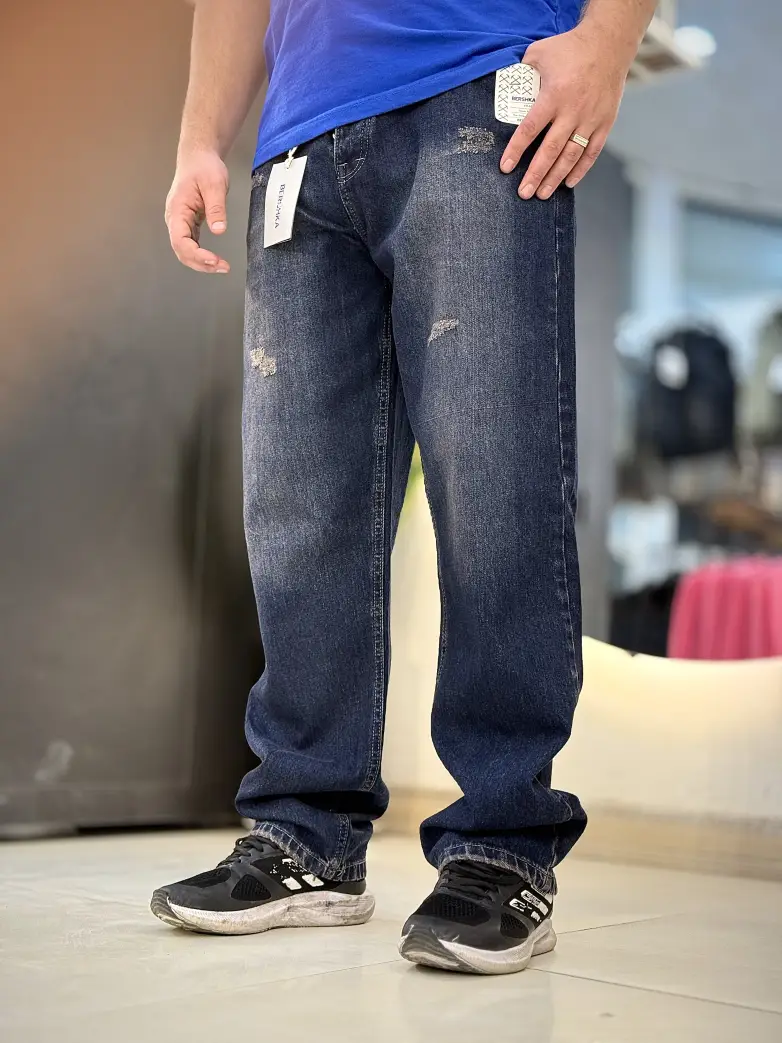 شلوار نیم بگ ابی کثیف کد 117 - تصویر 1