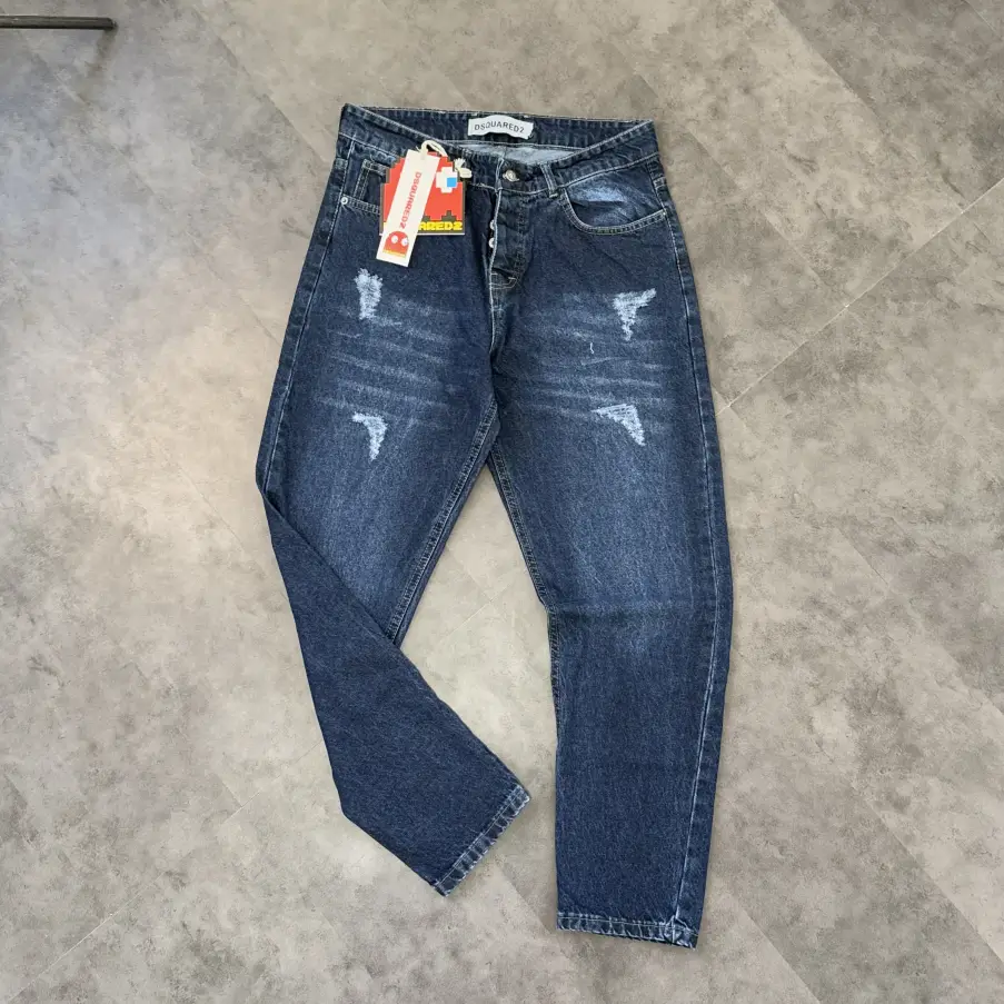 شلوار لی مام فیت ابی تیره کد 114 - تصویر 1